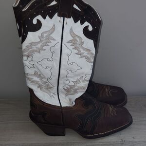 Minotauro Womens Western Boots‎ Size 6 Brown White Rodeo Cowgirl